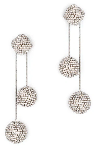Deepa Gurnani Taryn Crystal Drop Earrings In Silver