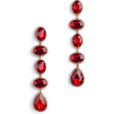 Deepa Gurnani Tyra Drop Earrings In Ruby