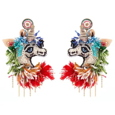 Deepa Gurnani Unicorn Earrings In Multi