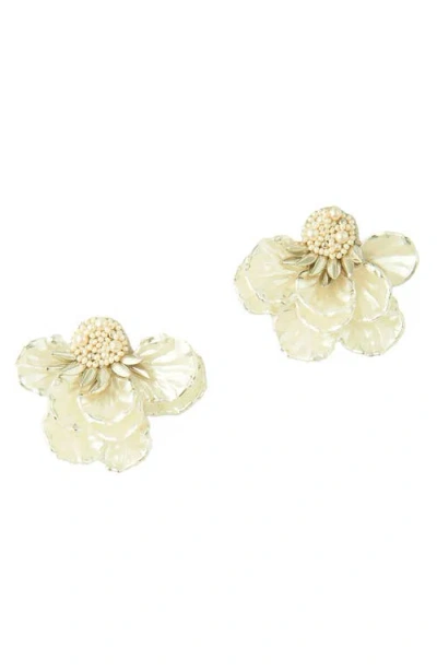 Deepa Gurnani Wally Flower Faux Pearl Drop Earrings In Gold