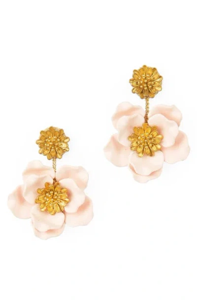 Deepa Gurnani Yuka Flower Drop Earrings In Gold