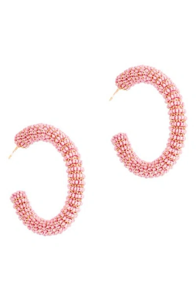Deepa Gurnani Zareen Beaded Hoop Earrings In Pink