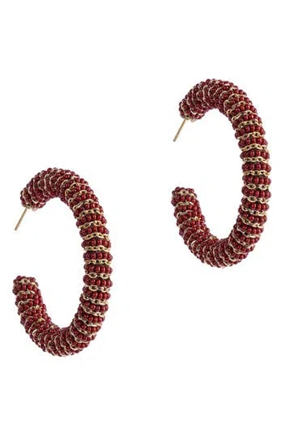Deepa Gurnani Zareen Hoop Earrings In Maroon