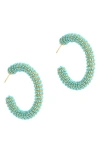 Deepa Gurnani Zareen Hoop Earrings In Turquoise