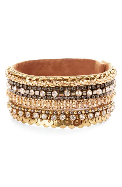 Deepa Gurnani Zephir Cuff Bracelet In Gold Gunmetal