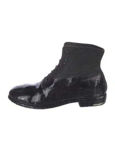 Pre-owned Deepti Crash Culatta Leather Lace-up Boots In Black/metallic