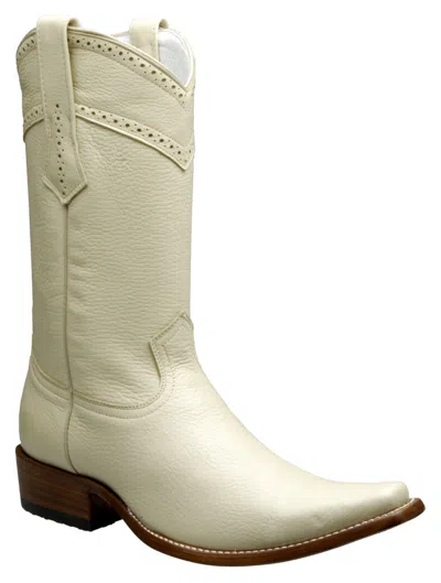 Pre-owned Deer Genuine  Western Boots Handmade By Cuadra Boots In Ivory
