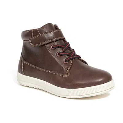 Deer Stags Boys Niles Flat Heel Lace Up Boots In Brown