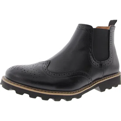 Deer Stags Brayden Mens Leather Slip On Ankle Boots In Black