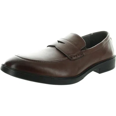 Deer Stags Civic Mens Solid Faux Leather Loafers In Brown
