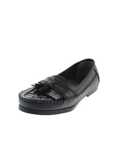 Deer Stags Herman Mens Woven Faux Leather Tassel Loafers In Black