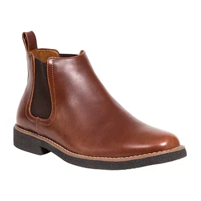 Deer Stags Mens Rockland Block Heel Chelsea Boots Wide Width In Brown