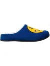 Deer Stags Smiley Face Slide Slippers Men's Blue Faux Fur Memory Foam Mkzz88 In Blue
