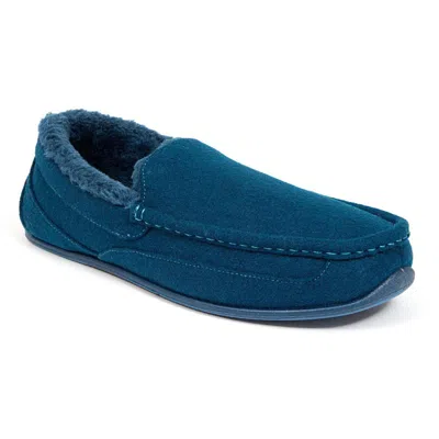 Deer Stags Spun Mens Comfort Insole Faux Fur Lined Loafer Slippers In Blue