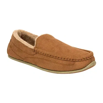 Deer Stags Spun Mens Moccasin Slippers In Brown