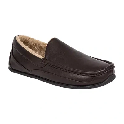 Deer Stags Spun Mens Moccasin Slippers Wide Width In Brown