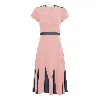 DEER YOU LILLIAN LUSHING DRESS WITH FLUTED GODET SKIRT IN DUSTY PINK AND BLACK