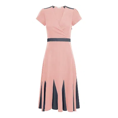 Deer You Lillian Lushing Dress With Fluted Godet Skirt In Dusty Pink And Black