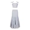 Deer You Summer Spinning Crop Top And Maxi Skirt Set In Blue And White Stripe In Blue/white