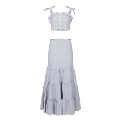 Deer You Summer Spinning Crop Top And Maxi Skirt Set In Blue And White Stripe
