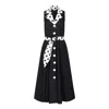 Deer You Women's Adelaide Alluring Midi Dress In Black With White & Black Polka Dots In Black