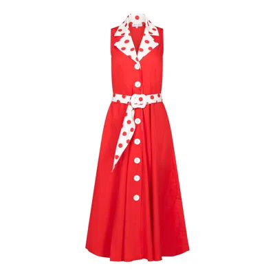 Deer You Women's Adelaide Alluring Midi Dress In Red With White & Red Polka Dots