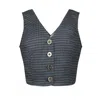 Deer You Women's Black / Grey Esme Crop Vest In Black Diamond Print In Black/grey