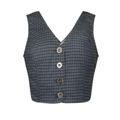 Deer You Women's Black / Grey Esme Crop Vest In Black Diamond Print In Black/grey