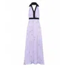 Deer You Gracie Glowing Backless Floor Length Gown In Sakura Lilac Print In Black/pink/purple