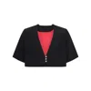 Deer You Women's Black / Red Margaret Mesmerising Bolero Jacket In Black With Red Lining & Crystal Buttons In Black/red