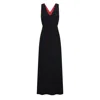Deer You Women's Black / Red Margaret Mesmerising Floor Length Gown With Red Godet Panel & Crystal Zipper In Black/red