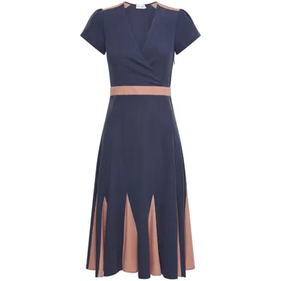 Deer You Lillian Lushing Dress With Fluted Godet Skirt In Blue/pink/purple