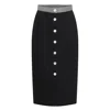 Deer You Women's Florence Fluttering Straight Skirt In Black With Stripe Waistband In Black