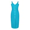 Deer You Queenie Quintessential Sweetheart High Waisted Dress In Teal Pin Spot In Green