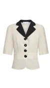 Deer You Neutrals / Black Iris Igniting Jacket Short Sleeve Jacket Shirt In Natural With Contrast Black Colla In Black