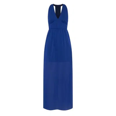 Deer You Odette Halter Full Length Gown In Cobalt Blue