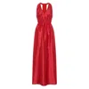 Deer You Women's Odette Halter Full Length Silk Gown In Crimson Red In Red