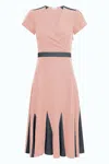 DEER YOU WOMEN'S PINK / PURPLE / BLACK LILLIAN LUSHING DRESS WITH FLUTED  GODET SKIRT IN DUSTY PINK