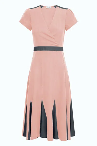 DEER YOU WOMEN'S PINK / PURPLE / BLACK LILLIAN LUSHING DRESS WITH FLUTED  GODET SKIRT IN DUSTY PINK