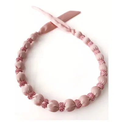Deer You Women's Pink / Purple Crystal Embellished Beaded Necklace On Luxe Pink Satin In Multi