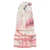 Deer You Women's Pink / Purple Rosie Radiant Silk High Neck Frill Party Dress With Rose In Pink/purple