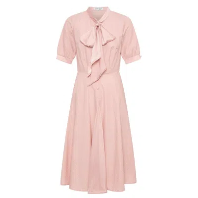 Deer You Women's Pink / Purple Stella Skipping Fit & Flare Dress With Bow Collar In Dusty Pink Pin Spot In Pink/purple