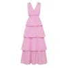Deer You Women's Pink / Purple Kate Kissing Multi Four Tier Maxi Dress In Pink Gingham Print In Pink/purple/white