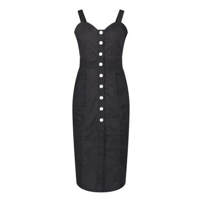 Deer You Queenie Quintessential Sweetheart High Waisted Dress In Black Pin Spot