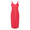 DEER YOU WOMEN'S QUEENIE QUINTESSENTIAL SWEETHEART HIGH WAISTED DRESS IN RED PIN SPOT