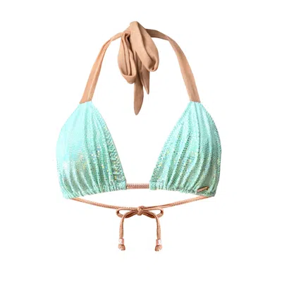 Deessa Ibiza Women's Green Mint Metallic Triangle Bikini Top – Mari Sargantana