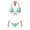Deessa Ibiza Women's Green / Rose Gold Mint Metallic Triangle Bikini Mari Sargantana