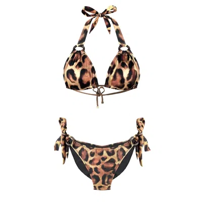 Deessa Ibiza Women's Neutrals / Brown Leopard Print Bikini