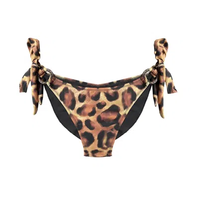 Deessa Ibiza Women's Neutrals / Brown Leopard Print Bikini Bottom Estelle