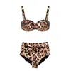 Deessa Ibiza Women's Neutrals / Gold / Brown Leopard Print Shapewear Bikini